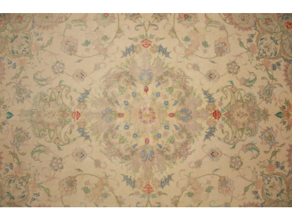 Persian carpet Tabriz with Silk205x157 cm Beige