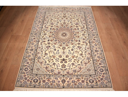 Perserteppich "Nain" 6la mit Seide 198x132 cm Beige