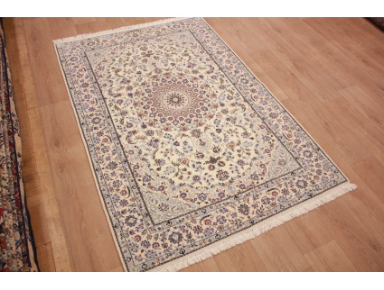 Perserteppich "Nain" 6la mit Seide 198x132 cm Beige