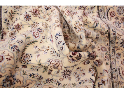 Perserteppich "Nain" 6la mit Seide 198x132 cm Beige