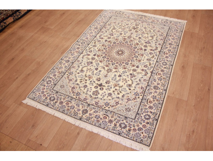 Perserteppich "Nain" 6la mit Seide 198x132 cm Beige