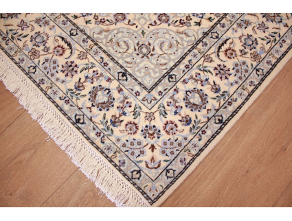 Perserteppich "Nain" 6la mit Seide 198x132 cm Beige