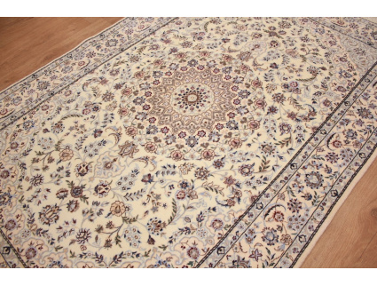 Perserteppich "Nain" 6la mit Seide 198x132 cm Beige