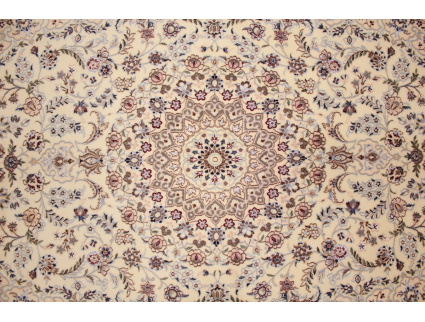 Perserteppich "Nain" 6la mit Seide 198x132 cm Beige