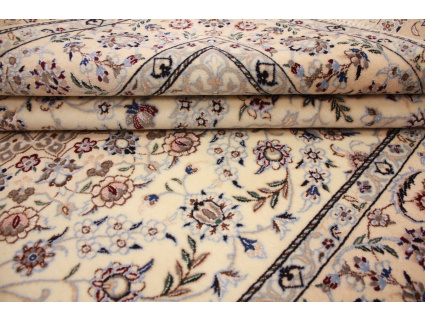 Perserteppich "Nain" 6la mit Seide 198x132 cm Beige