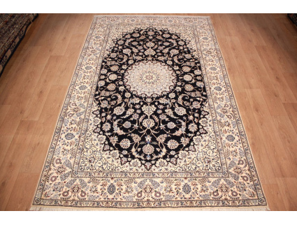 Fine Persian carpet Nain 6la with silk 331x203 cm Blue