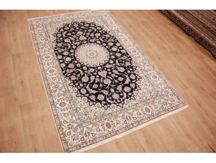 Fine Persian carpet Nain 6la with silk 331x203 cm Blue