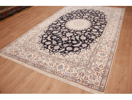 Fine Persian carpet Nain 6la with silk 331x203 cm Blue