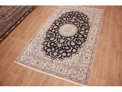 Fine Persian carpet Nain 6la with silk 331x203 cm Blue