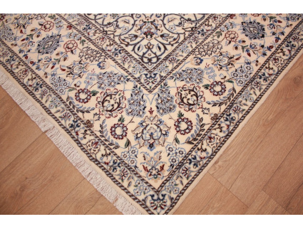 Fine Persian carpet Nain 6la with silk 331x203 cm Blue