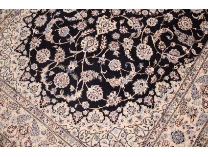 Fine Persian carpet Nain 6la with silk 331x203 cm Blue