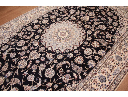 Fine Persian carpet Nain 6la with silk 331x203 cm Blue