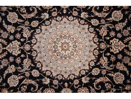 Fine Persian carpet Nain 6la with silk 331x203 cm Blue