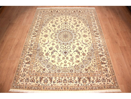 Feiner Perser Teppich Nain 6la mit Seide 282x205 cm