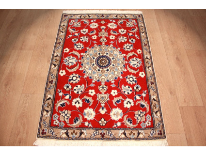 Perserteppich Nain mit Seide 131x98 cm  Rot