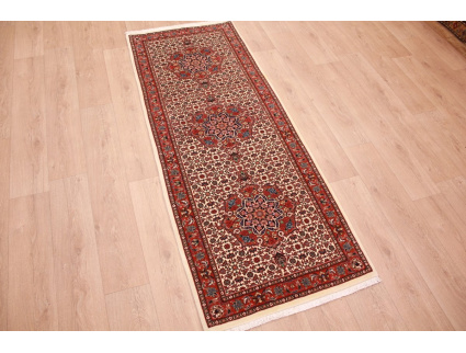 Persian carpet Bijar with silk 218x83 cm Beige