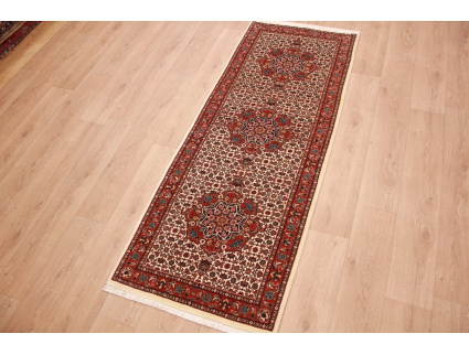 Persian carpet Bijar with silk 218x83 cm Beige