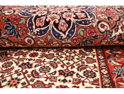 Persian carpet Bijar with silk 218x83 cm Beige