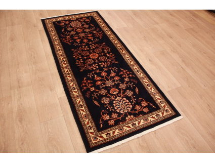 Persian carpet Sarough Runner Wool 207x87 cm Dark blue