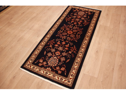 Persian carpet Sarough Runner Wool 207x87 cm Dark blue