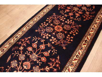 Persian carpet Sarough Runner Wool 207x87 cm Dark blue