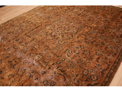 Modern carpet Vintage used look overdyed 322x235 cm Brown