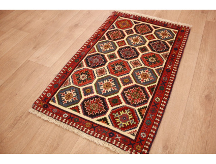 Persian carpet Yalameh pure wool 100x62 cm Beige