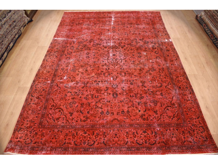 Vintage  carpet modern overdyed used look Red 402x278 cm