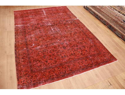 Vintage  carpet modern overdyed used look Red 402x278 cm