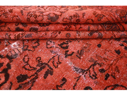 Vintage  carpet modern overdyed used look Red 402x278 cm