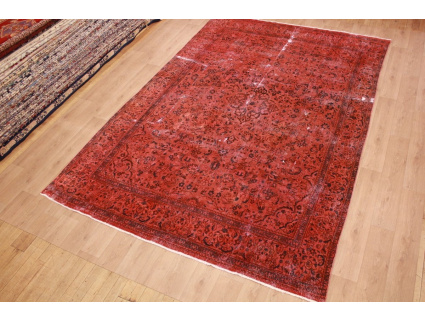 Vintage  carpet modern overdyed used look Red 402x278 cm