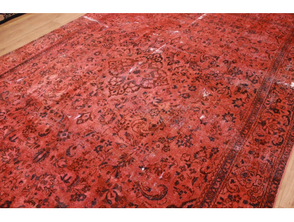 Vintage  carpet modern overdyed used look Red 402x278 cm