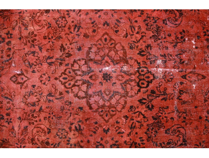 Vintage  carpet modern overdyed used look Red 402x278 cm