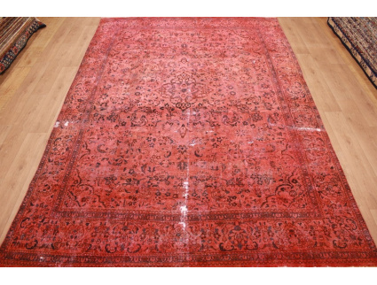 Vintage  carpet modern overdyed used look Red 402x278 cm