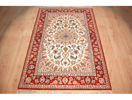 Persian carpet Isfahan with silk 164x109 cm Beige