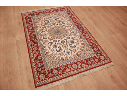 Persian carpet Isfahan with silk 164x109 cm Beige