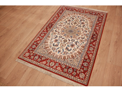 Persian carpet Isfahan with silk 164x109 cm Beige