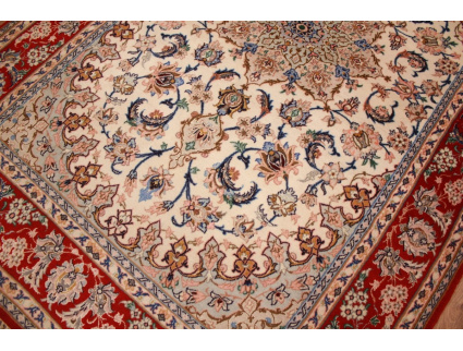 Persian carpet Isfahan with silk 164x109 cm Beige