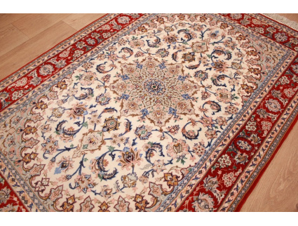 Persian carpet Isfahan with silk 164x109 cm Beige