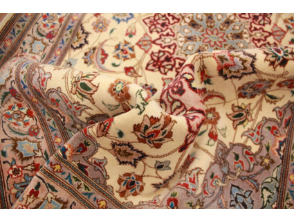 Perserteppich Tabriz Orientteppich mit Seide Beige 156x101 cm