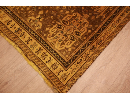 Vintage carpet modern used look overdyed Yellow 268x166 cm