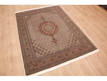 Persian carpet Tabriz mahi with Silk 210x154 cm Beige