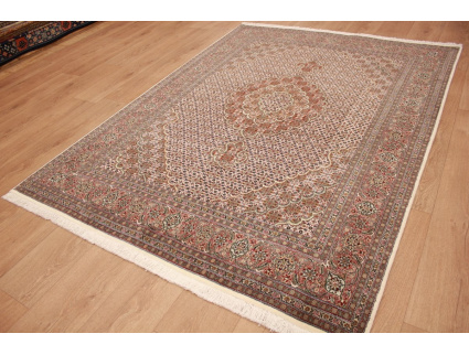 Persian carpet Tabriz mahi with Silk 210x154 cm Beige