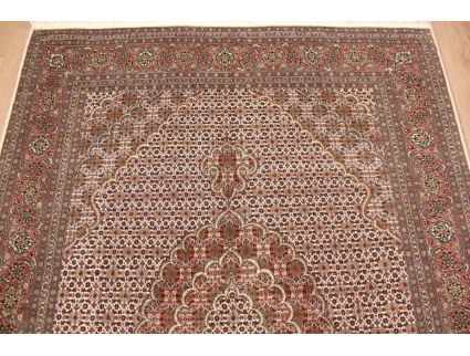 Persian carpet Tabriz mahi with Silk 210x154 cm Beige