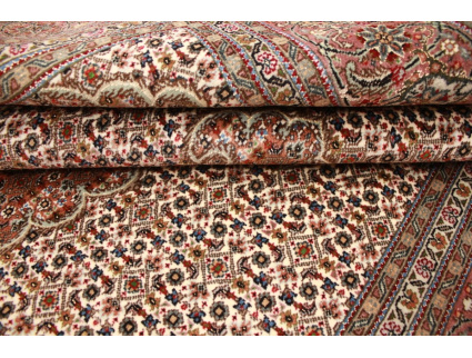 Persian carpet Tabriz mahi with Silk 210x154 cm Beige