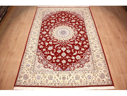 Persian carpet Nain 9La wool and silk 300x200 cm Red