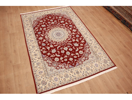 Persian carpet Nain 9La wool and silk 300x200 cm Red