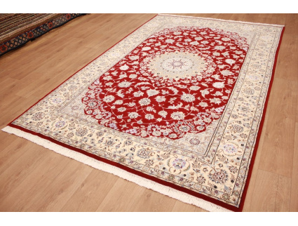 Persian carpet Nain 9La wool and silk 300x200 cm Red