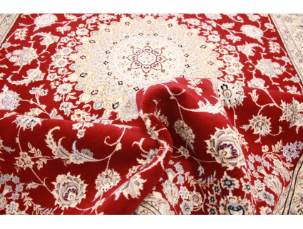 Persian carpet Nain 9La wool and silk 300x200 cm Red