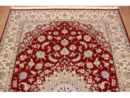 Persian carpet Nain 9La wool and silk 300x200 cm Red